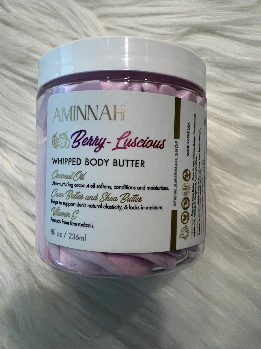 NWT Aminnah Berry-Luscious Whipped Body Butter retails $38.00 USD
